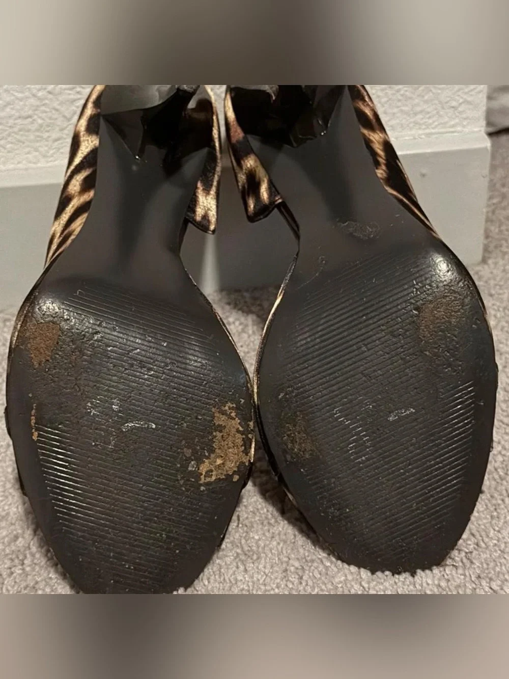 Y2K leopard print peep toe heels